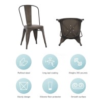 Nazhura Metal Dining Chair Farmhouse Tolix Style For Kitchen Dining Room Caf Restaurant Bistro Patio 18 Inch Stackable Wate