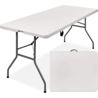 Am The America Store Plastic Folding Table Indoor Outdoor Heavy Duty Portable Whandle Lock For Picnic Party Camping Whit