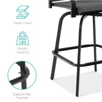 Best Choice Products Set Of 2 Swivel Barstools, Bar Height Outdoor Chairs, 360 Rotating Patio Bar Stools W/All-Weather Mesh, 300Lb Capacity - Black