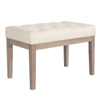 Homestripe 27.5 Inch Wide Rectangle Ottoman Bench Tufted Footrest Stool, Fabric For Living Room, Bedroom, Entry, Beige