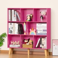 Leyaoyao Bookshelf 3 Tier Book Shelf With Legs Pink Modern Bookshelf Large Freestanding Open Modern Bookshelves Display Bookcase