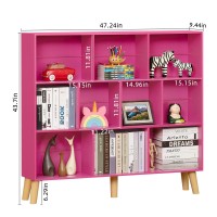 Leyaoyao 10 Cube Bookshelf 3 Tier Modern Wide Bookcase With Legs Midcentury Wood Bookshelves Storage Pink Large Book Case Frees