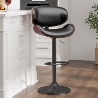 Yafiti Swivel Bar Stools For Kitchen Counter Adjustable Bentwood Barstools Modern Pu Leather Upholstered Bar Stool With Back A