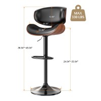 Yafiti Swivel Bar Stools For Kitchen Counter Adjustable Bentwood Barstools Modern Pu Leather Upholstered Bar Stool With Back A