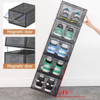 Cakraie 10 Pack Thicken Shoe Organizer Stackable Upgraded Sturdy Shoe Storage Box With Magnetic Door Shoe Containers For Sneaker