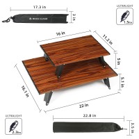 Rock Cloud Portable Compact Beach Table Aluminum Ultralight Mini Folding Camping Table (Wood Grain - Large)