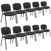 Giantex 10-Pack Conference Chair Set - Stackable Guest Chair With Metal Frame, Padded Cushion, Stacking Reception Chair, Lobby Chairs Set Of 5, Stackable Chairs, Office Waiting Room Chair, Black