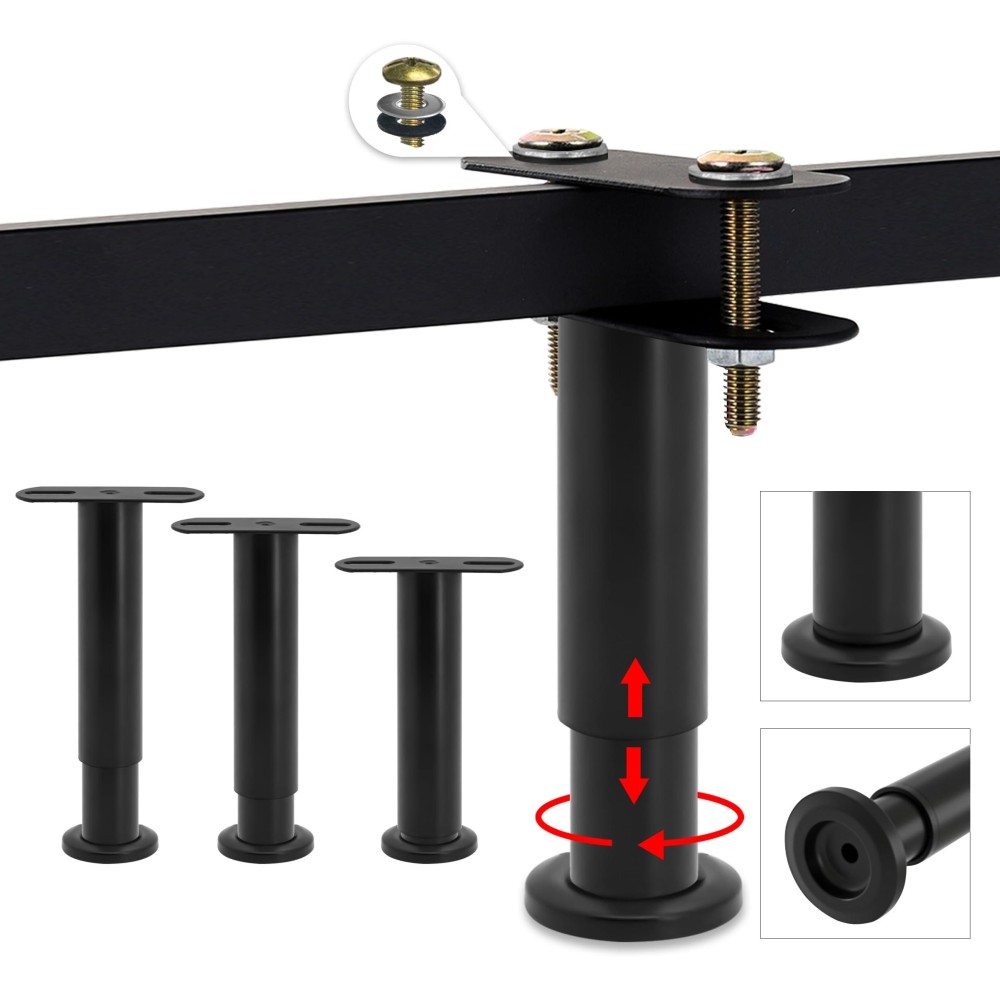 4Pcs Bed Support Legs, Adjustable Height Metal Bed Frame Support Legs, Bed Frame Center Support Bed Legs, Bed Frame Replacement Legs For King/Queen Bed Slats, Sofa, Furniture Cabinet(7