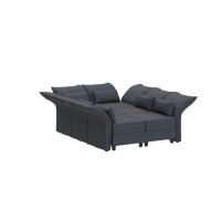 LLappuil Oversized Sleeper Sectional Sofa Couch, 89.5 6-Seater Bed Shaped Modular Sectional Sofa with Storage Chaise, High Back Recliner Velvet Couches, Anti-Scratch Grey