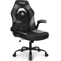 Ngen Video Gaming Computer Chair Ergonomic Office Chair Desk Chair With Lumbar Support Flip Up Arms Adjustable Height Swivel Pu