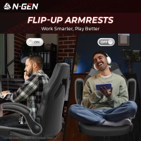 Ngen Video Gaming Computer Chair Ergonomic Office Chair Desk Chair With Lumbar Support Flip Up Arms Adjustable Height Swivel Pu