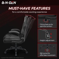 Ngen Video Gaming Computer Chair Ergonomic Office Chair Desk Chair With Lumbar Support Flip Up Arms Adjustable Height Swivel Pu