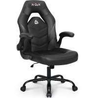 Ngen Video Gaming Computer Chair Ergonomic Office Chair Desk Chair With Lumbar Support Flip Up Arms Adjustable Height Swivel Pu