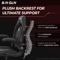 Ngen Video Gaming Computer Chair Ergonomic Office Chair Desk Chair With Lumbar Support Flip Up Arms Adjustable Height Swivel Pu