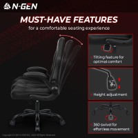 Ngen Video Gaming Computer Chair Ergonomic Office Chair Desk Chair With Lumbar Support Flip Up Arms Adjustable Height Swivel Pu