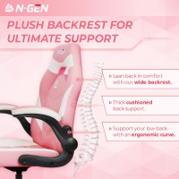 Ngen Video Gaming Computer Chair Ergonomic Office Chair Desk Chair With Lumbar Support Flip Up Arms Adjustable Height Swivel Pu