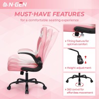 Ngen Video Gaming Computer Chair Ergonomic Office Chair Desk Chair With Lumbar Support Flip Up Arms Adjustable Height Swivel Pu