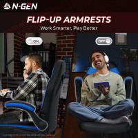 Ngen Video Gaming Computer Chair Ergonomic Office Chair Desk Chair With Lumbar Support Flip Up Arms Adjustable Height Swivel Pu