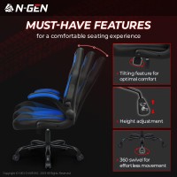 Ngen Video Gaming Computer Chair Ergonomic Office Chair Desk Chair With Lumbar Support Flip Up Arms Adjustable Height Swivel Pu