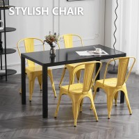 Nazhura Metal Dining Chair Farmhouse Tolix Style For Kitchen Dining Room Caf Restaurant Bistro Patio 18 Inch Stackable Wate