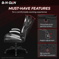 Ngen Video Gaming Computer Chair Ergonomic Office Chair Desk Chair With Lumbar Support Flip Up Arms Adjustable Height Swivel Pu