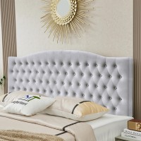 Befurtori Frosted Velvet Upholstered Kingcal King Headboard Tufted Button Headboard For Kingcal King Bed Neutral Curved Inte