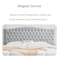 Befurtori Frosted Velvet Upholstered Kingcal King Headboard Tufted Button Headboard For Kingcal King Bed Neutral Curved Inte