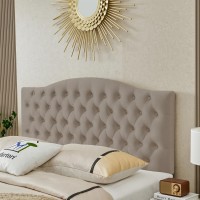 Befurtori Velvet Upholstered Queenfull Headboard Tufted Button Headboard For Queenfull Bed Neutral Curved Integrated Design