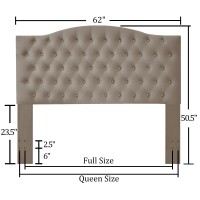 Befurtori Velvet Upholstered Queenfull Headboard Tufted Button Headboard For Queenfull Bed Neutral Curved Integrated Design