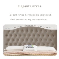 Befurtori Velvet Upholstered Queenfull Headboard Tufted Button Headboard For Queenfull Bed Neutral Curved Integrated Design