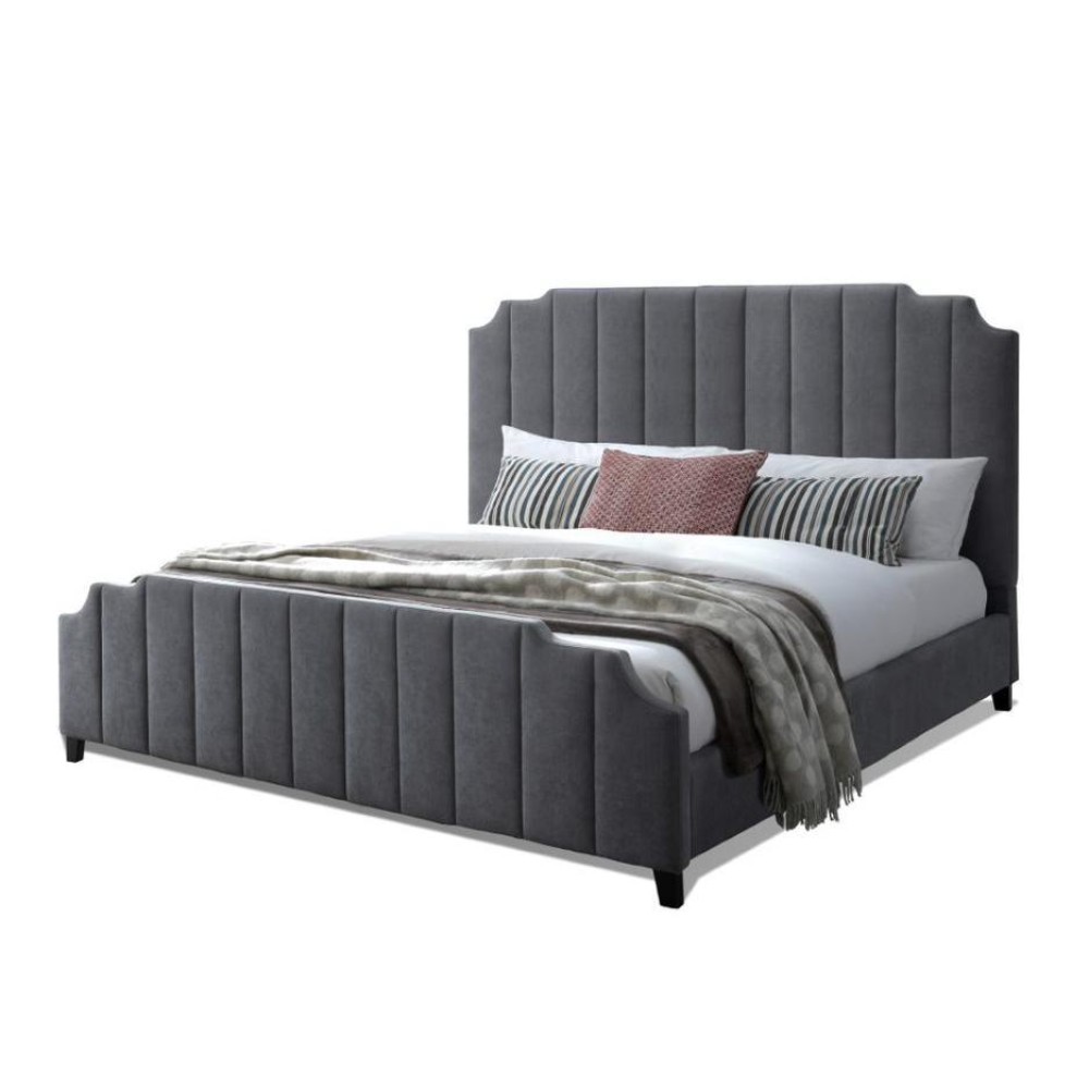 Contemporary Channeled Woven Chenille Bed  King