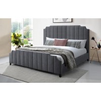 Contemporary Channeled Woven Chenille Bed  King