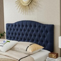 Befurtori Linen Upholstered Queenfull Headboard Tufted Button Headboard For Queenfull Bed Curved Integrated Design With Tuft