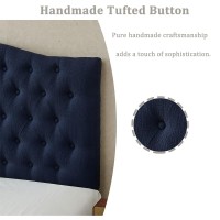 Befurtori Linen Upholstered Queenfull Headboard Tufted Button Headboard For Queenfull Bed Curved Integrated Design With Tuft