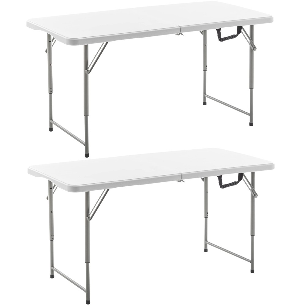 Btexpert Foldinhalf Folding Utility Table 4Feet Lightweight Height Adjustable Portable Carrying Handle Indoor Outdoor Picnic C