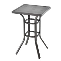 Tangkula 24 Inch Outdoor Bar Table, Patio Bar Height Table With Aluminum Tabletop & Heavy-Duty Metal Legs, Adjustable Footpads, Square Bar Table For Poolside, Backyard, Balcony