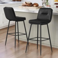 Cozyman Bar Stools Set Of 2 Doublelayer Upholstered Bar Height Stools For Kitchen Island Pub Faux Leather Barstools With Back