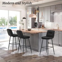 Cozyman Bar Stools Set Of 2 Doublelayer Upholstered Bar Height Stools For Kitchen Island Pub Faux Leather Barstools With Back