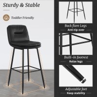 Cozyman Bar Stools Set Of 2 Doublelayer Upholstered Bar Height Stools For Kitchen Island Pub Faux Leather Barstools With Back