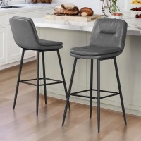 Cozyman Bar Stools Set Of 2 Doublelayer Upholstered Bar Height Stools For Kitchen Island Pub Faux Leather Barstools With Back