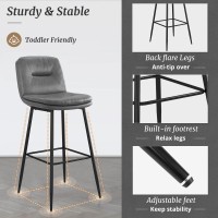 Cozyman Bar Stools Set Of 2 Doublelayer Upholstered Bar Height Stools For Kitchen Island Pub Faux Leather Barstools With Back