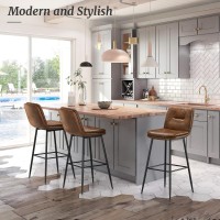 Cozyman Bar Stools Set Of 2 Doublelayer Upholstered Bar Height Stools For Kitchen Island Pub Faux Leather Barstools With Back