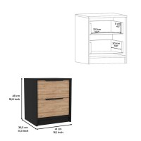 Sydney 3 Piece Bedroom Set, Nightstand + Nightstand + Drawer Dresser, Black Pine(D0102H2BcWV)