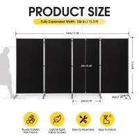 Rantila 4 Panel Room Divider 6 Ft Tall Folding Privacy Screen Room Dividers Freestanding Room Partition Wall Dividers 136W