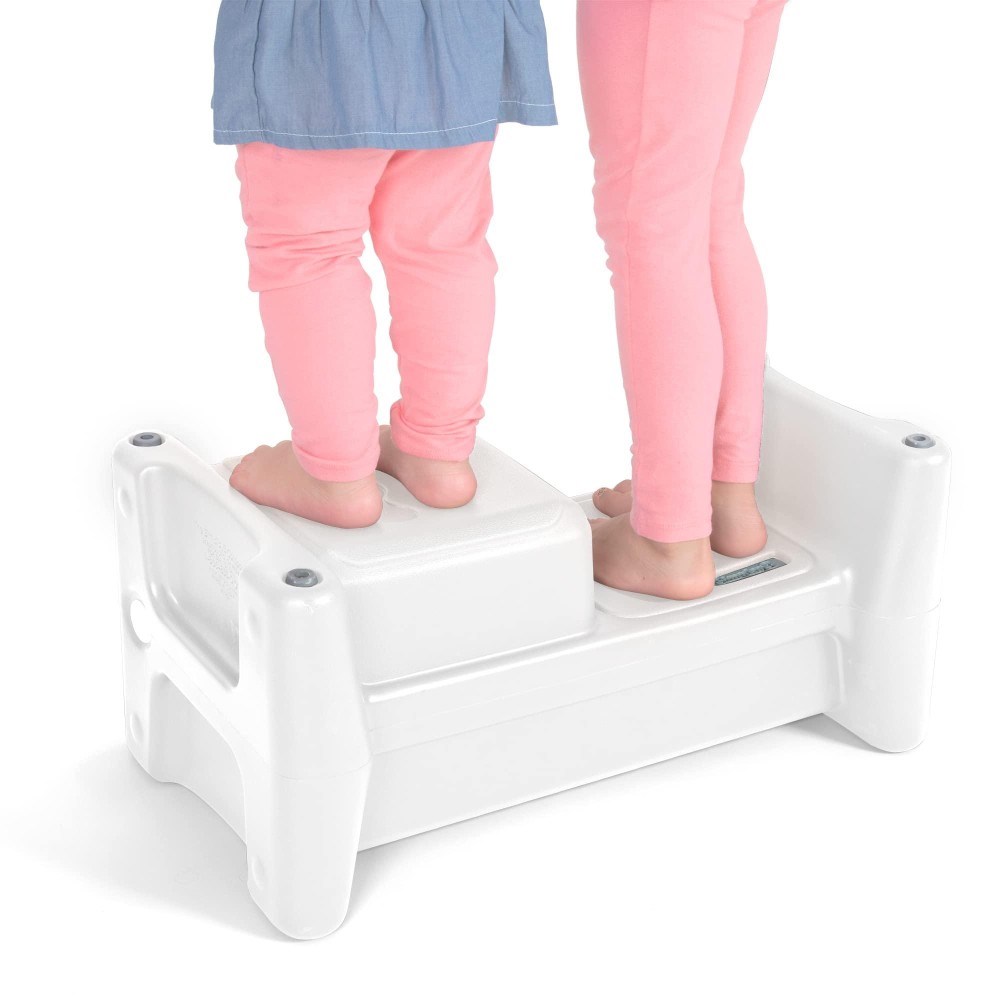 Simplay3 Sibling Step Stool, Lightweight And Non-Slip Step Stool For Kids, Multi-Level Height (White)