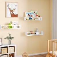 Fixwal Nursery Bookshelves 165 Inch Floating Bookshelves For Wall Set Of 3 Baby Kids Decor Solid Wood Wall Mounted Shelves F