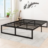 Lutown-Teen 16 Inch Bed Frame Queen Size Heavy Duty Steel Slat Support Metal Platform Queen Bed Frame No Box Spring Needed, Easy Assembly, Black