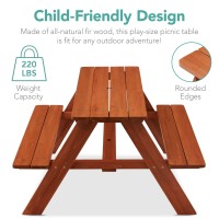 Best Choice Products Kids Wooden Picnic Table Outdoor Activity Dining Table Wadjustable Collapsible Umbrella Builtin Seats