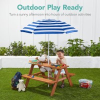 Best Choice Products Kids Wooden Picnic Table Outdoor Activity Dining Table Wadjustable Collapsible Umbrella Builtin Seats