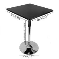 Pareks Bistro Bar Table, Height Adjustable Pub Table, Swivel Cocktail Table Mdf Square Black Top High Top Table With Stainless Steel Leg And Base. Tabletop : 23.6X23.6Inch/2320